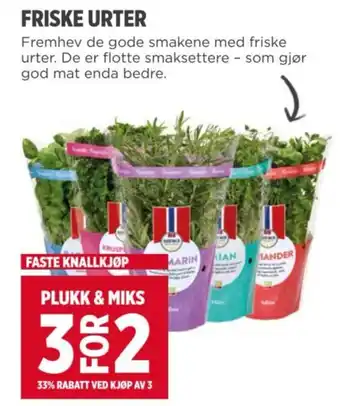 Meny FRISKE URTER tilbud