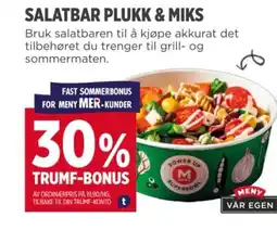 Meny SALATBAR PLUKK & MIKS tilbud
