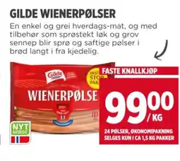 Meny GILDE WIENERPØLSER tilbud