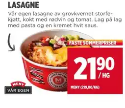 Meny LASAGNE tilbud