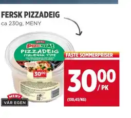 Meny FERSK PIZZADEIG tilbud