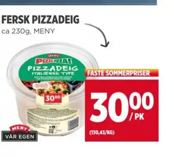 Meny FERSK PIZZADEIG tilbud