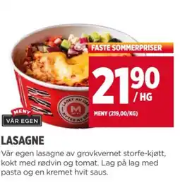 Meny LASAGNE tilbud