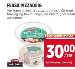 Meny FERSK PIZZADEIG tilbud