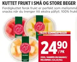 Meny KUTTET FRUKT I SMÅ OG STORE BEGER tilbud