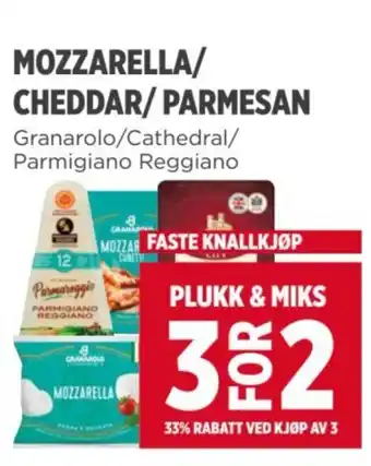 Meny MOZZARELLA/ CHEDDAR/ PARMESAN tilbud