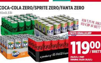 Meny COCA-COLA ZERO/SPRITE ZERO/FANTA ZERO tilbud