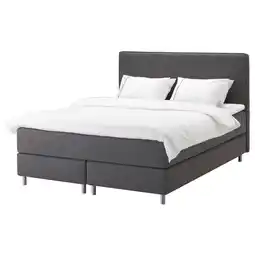 IKEA Dunvik Kontinentalseng, Valevåg fast/medium/nisseholm Skiftebo mørk grå, 180x200 cm tilbud