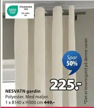 JYSK NESVATN gardin tilbud