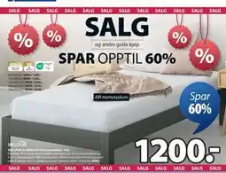 JYSK WELLPUR GLOMMA GF30 skummadrass - hvit tilbud