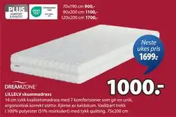 JYSK LILLELV skummadrass tilbud