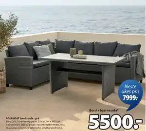 JYSK AGERMOSE bord + sofa - grå tilbud