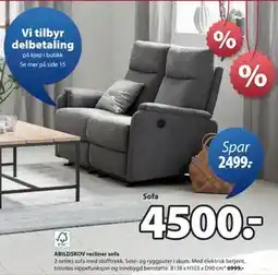 JYSK ABILDSKOV recliner sofa tilbud