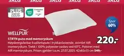 JYSK STRYN pute med memoryskum tilbud