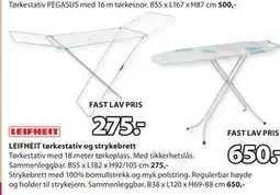 JYSK LEIFHEIT tørkestativ og strykebrett tilbud