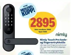 Coop Byggmix Nimly Touch Pro kode- og fingeravtrykkslås tilbud