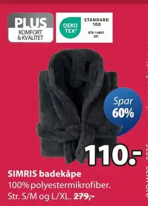 JYSK SIMRIS badekåpe tilbud