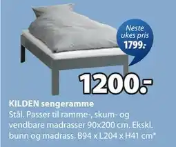 JYSK KILDEN sengeramme tilbud