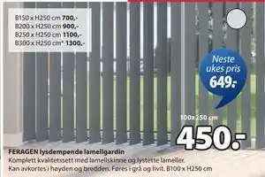 JYSK FERAGEN lysdempende lamellgardin tilbud