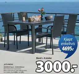 JYSK MADERUP bord + GUDHJEM stol tilbud