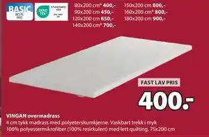 JYSK VINGAN overmadrass tilbud