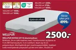 JYSK WELLPUR HOVDA GF110 skummadrass tilbud