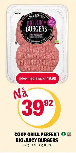 Coop Extra COOP GRILL PERFEKT BIG JUICY BURGERS tilbud