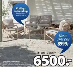 JYSK FJAND bord + sofa + 2 stoler tilbud