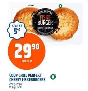 Coop Obs COOP GRILL PERFEKT CHEESY FISKEBURGERE tilbud
