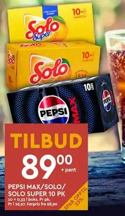 Coop Mega PEPSI MAX/SOLO/ SOLO SUPER 10 PK tilbud