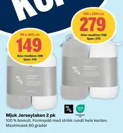 Coop Extra Mjuk Jerseylaken 2 pk tilbud