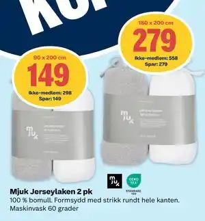 Coop Extra Mjuk Jerseylaken 2 pk tilbud