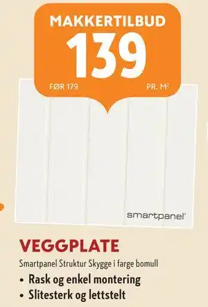 Byggmakker VEGGPLATE tilbud