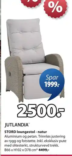 JYSK STORD loungestol - natur tilbud