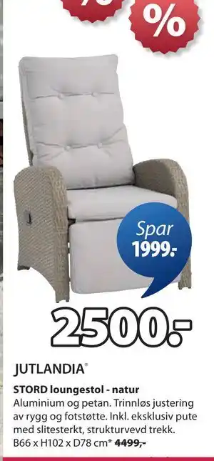 JYSK STORD loungestol - natur tilbud