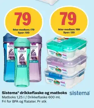 Coop Extra Sistema drikkeflaske og matboks tilbud