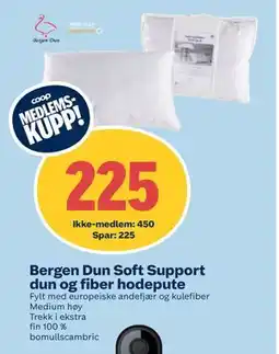 Coop Obs Bergen Dun Soft Support dun og fiber hodepute tilbud