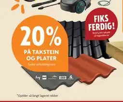 Byggmakker 20% PÅ TAKSTEIN OG PLATER tilbud