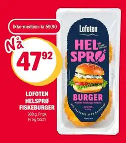Coop Extra LOFOTEN HELSPRØ FISKEBURGER tilbud
