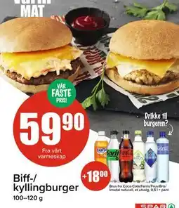 Spar Biff-/ kyllingburger tilbud