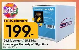 Gigaboks Hamburger Homestyle 150g x 8 stk tilbud
