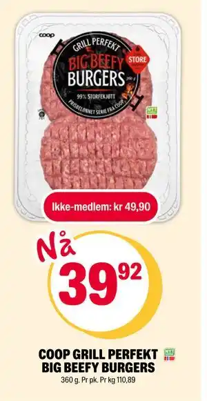 Coop Extra COOP GRILL PERFEKT BIG BEEFY BURGERS tilbud