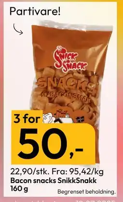 Gigaboks Bacon snacks SnikkSnakk 160 g tilbud