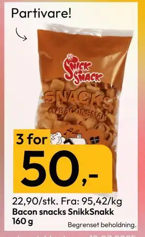 Gigaboks Bacon snacks SnikkSnakk 160 g tilbud