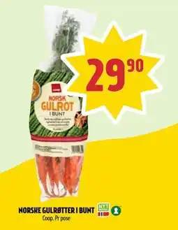Coop Prix NORSKE GULRØTTER I BUNT tilbud