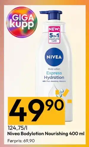 Gigaboks Nivea Bodylotion Nourishing 400 ml tilbud