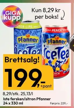 Gigaboks Iste fersken/sitron Pfanner tilbud