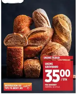 Meny UKENS GROVBRØD tilbud