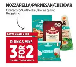Meny MOZZARELLA/PARMESAN/CHEDDAR tilbud