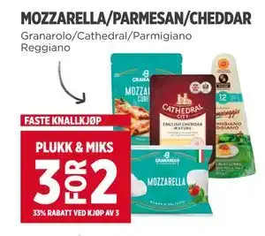 Meny MOZZARELLA/PARMESAN/CHEDDAR tilbud